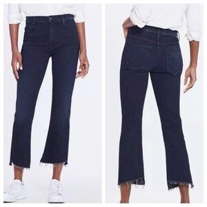 Mother The Insider Crop Step Fray A night in Venice dark indigo raw hem size 30